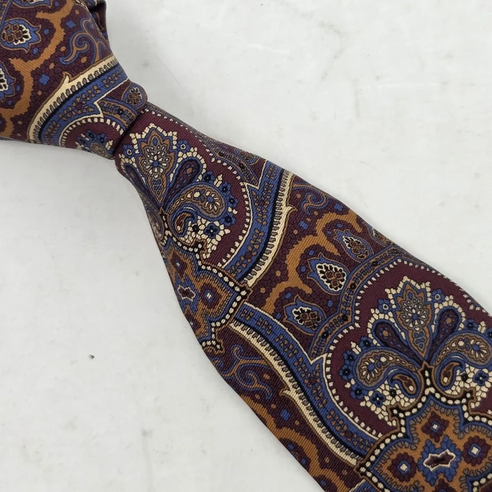 Paul Fredrick Necktie Men's Paisley 100% Silk Tie Multicolor Made in Italy